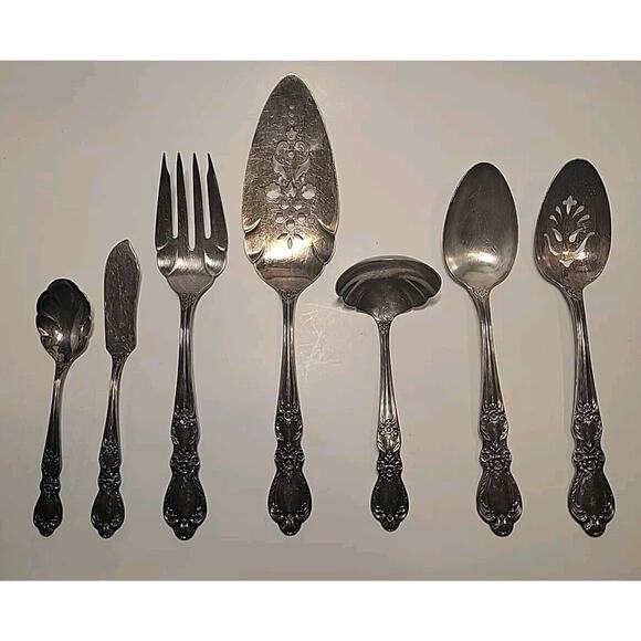 1847 Rogers Bros. HERITAGE Stainless IS Silverware Serving Set 7 Pcs Post 1940 - Picture 1 of 5
